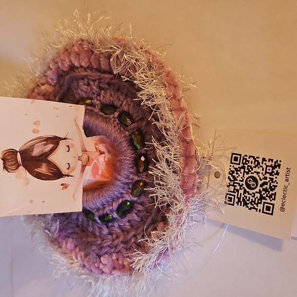 Balletcore Tutu Scrunchie Handmade Purple Ballerina Bun accessory Upcycled Beads - Picture 4 of 17
